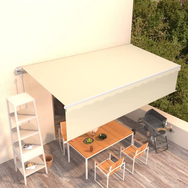 vidaXL markise m. gardin 6x3 m automatisk betjening cremefarvet