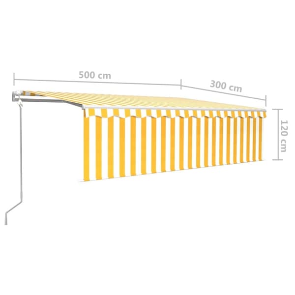 vidaXL Automatiserad markis med rullgardin 5x3 m gul och vit