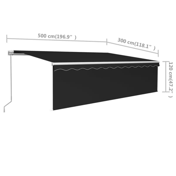 vidaXL Manuell markis med rullgardin 5x3m antracit