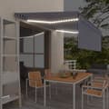 Miniatyrbilde 1 av 7: vidaXL Manuell uttrekkbar markise med rullegardin LED 4x3 m blå hvit