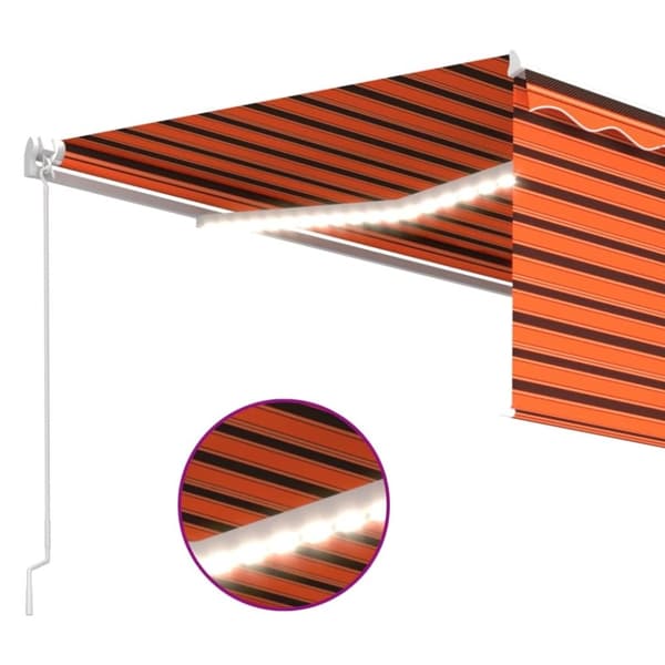vidaXL Manuell uttrekkbar markise rullegardin LED 4x3 m oransje brun