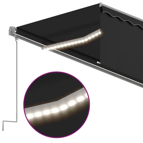 vidaXL Automatisk markise med vindsensor og LED 5x3 m antrasitt