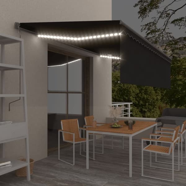 vidaXL Automatisk markise med vindsensor og LED 5x3 m antrasitt
