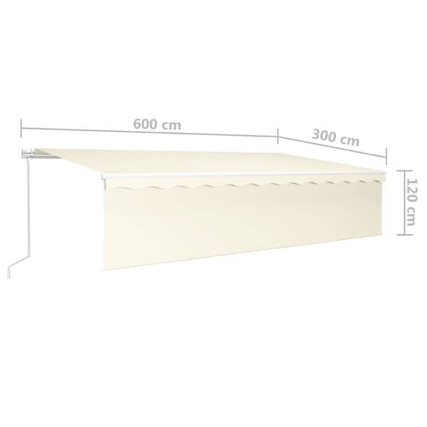vidaXL markise m. gardin 6x3 m manuel betjening cremefarvet