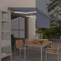 Miniatyrbillede 1 af 10: vidaXL markise m. gardin+LED+vindsensor 3x2,5 m automatisk blå og hvid
