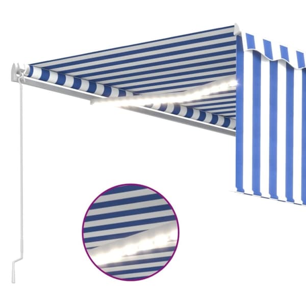 vidaXL Manuaalisesti kelattava markiisi verho/LED 4,5x3 m sinivalk.