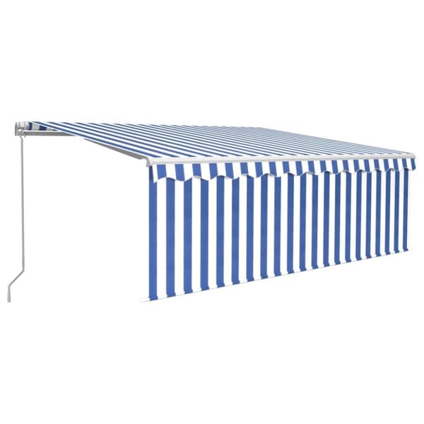 vidaXL Manuaalisesti kelattava markiisi verho/LED 4,5x3 m sinivalk.