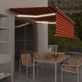Miniatyrbillede 1 af 7: vidaXL markise m. gardin + LED 4x3 m manuel betjening orange og brun