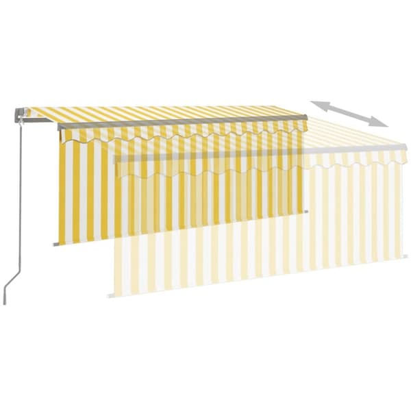 vidaXL Manuell uttrekkbar markise rullegardin&LED 3,5x2,5 m gul hvit