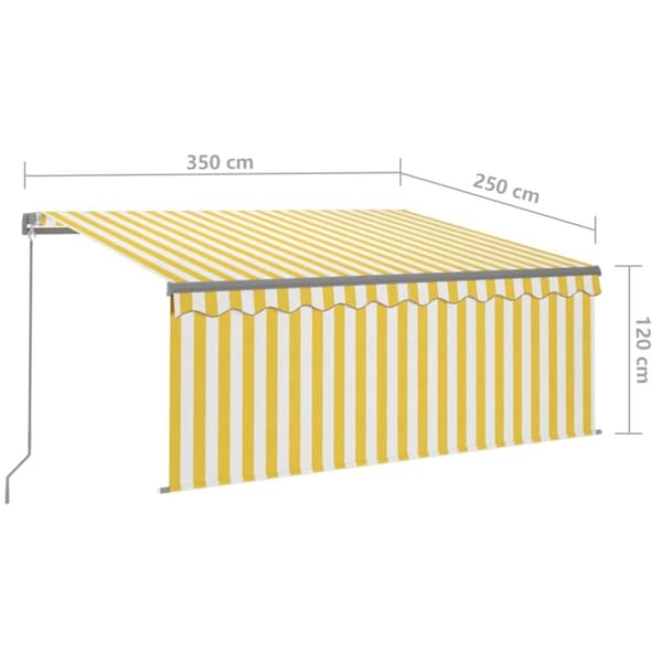 vidaXL Manuell uttrekkbar markise rullegardin&LED 3,5x2,5 m gul hvit