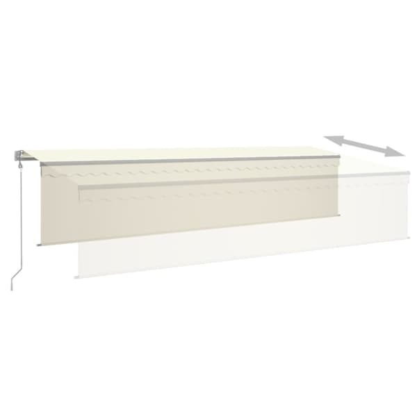vidaXL Automatisk markise rullegardin LED vindsensor 6x3 m kremhvit