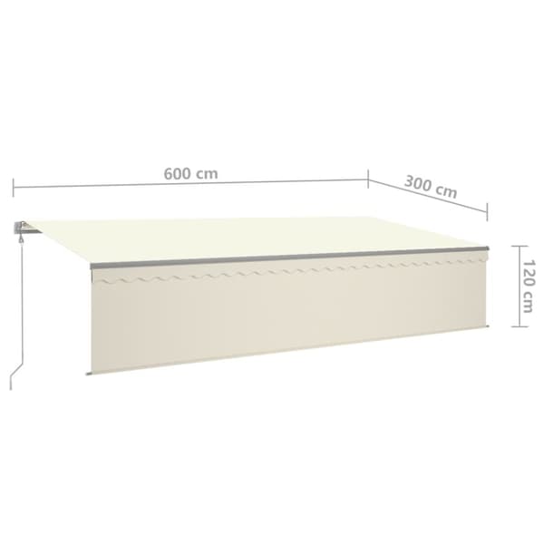 vidaXL Automatisk markise rullegardin LED vindsensor 6x3 m kremhvit