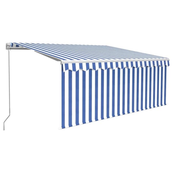 vidaXL Käsin sisäänkelattava markiisi verho/LED 3,5x2,5 m sinivalk.