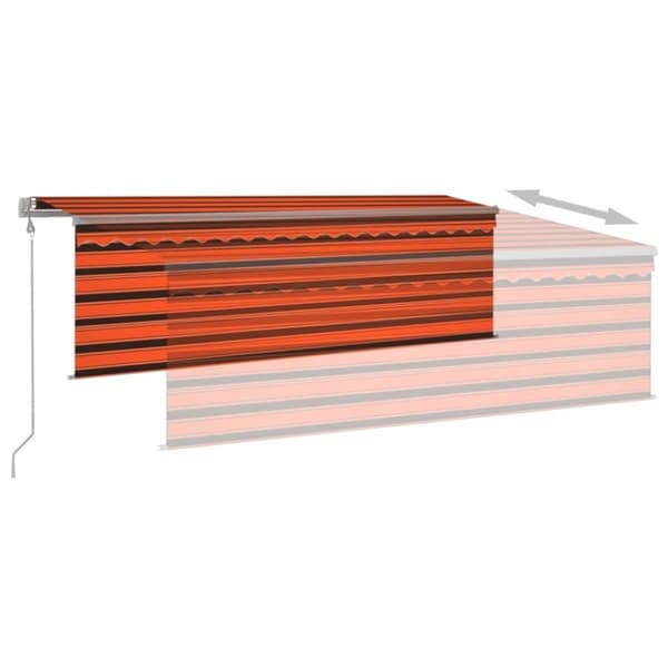vidaXL Automatisk infällbar markis med rullgardin 4x3 m orange/brun