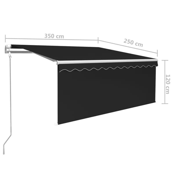 vidaXL markise m. rullegardin 3,5x2,5 m automatisk betjening antracit