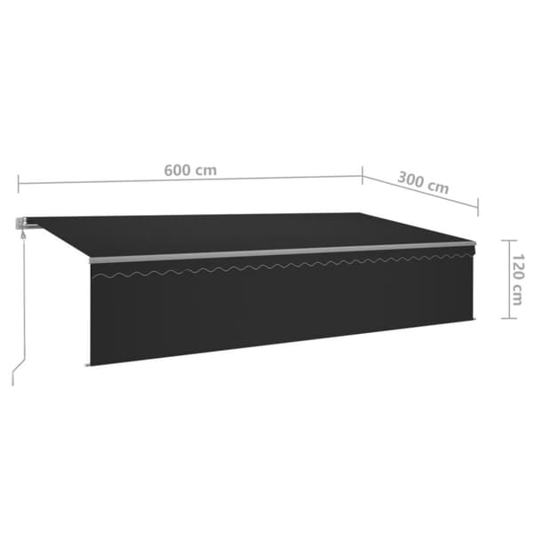 vidaXL Automatiserad markis med rullgardin 6x3m antracit