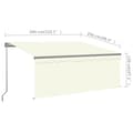 Miniatyrbilde 7 av 7: vidaXL Manuell uttrekkbar markise med rullegardin LED 3x2,5 m kremhvit