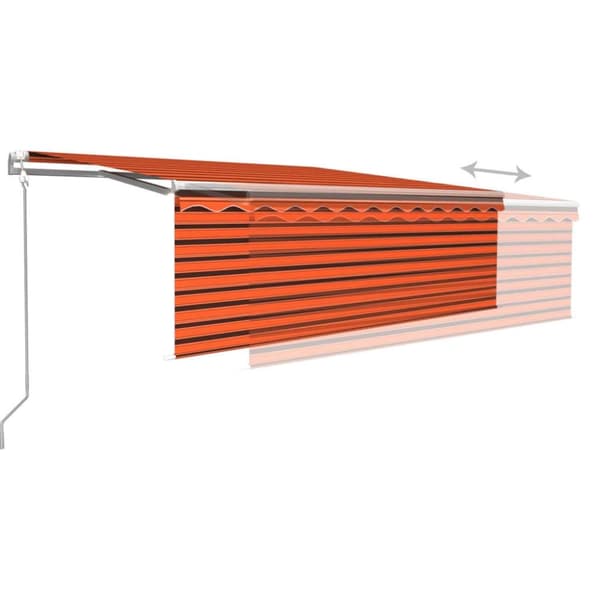 vidaXL Automatisk markis vindsensor rullgardin LED 4x3m orange/brun