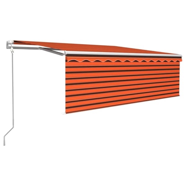 vidaXL Automatisk markis vindsensor rullgardin LED 4x3m orange/brun