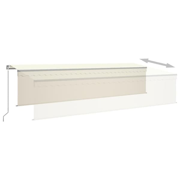 vidaXL Manuell uttrekkbar markise med rullegardin LED 6x3 m kremhvit