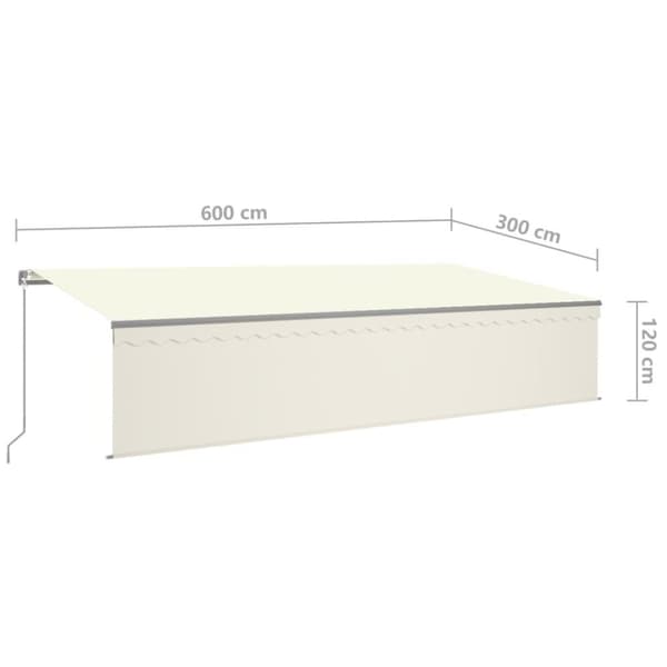 vidaXL Manuell uttrekkbar markise med rullegardin LED 6x3 m kremhvit