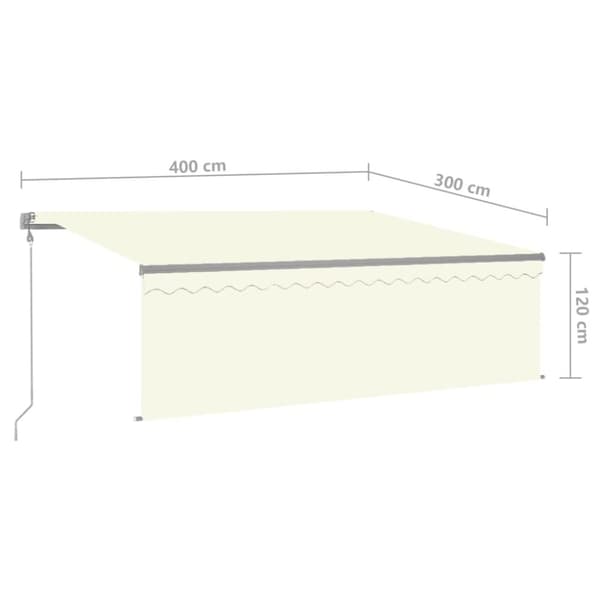 vidaXL markise m. gardin 4x3 m automatisk betjening cremefarvet