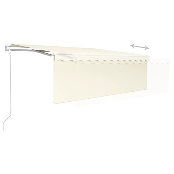 vidaXL markise m. gardin+LED+vindsensor 4x3 m automatisk cremefarvet