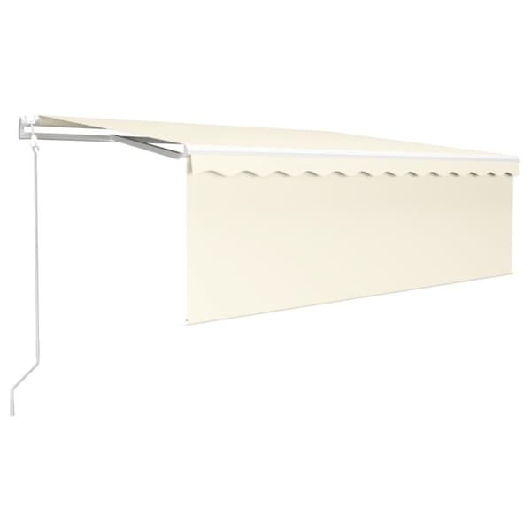 vidaXL markise m. gardin+LED+vindsensor 4x3 m automatisk cremefarvet