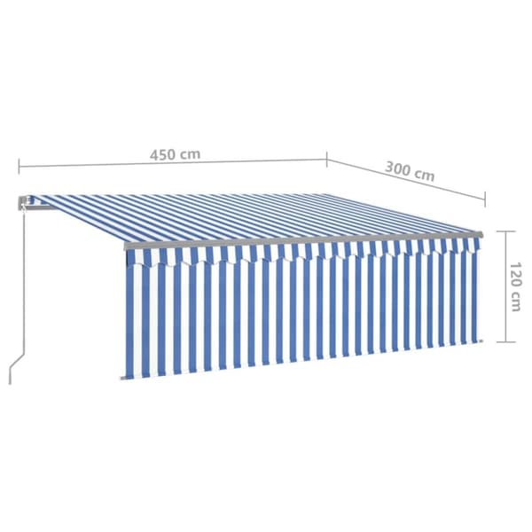 vidaXL Manuaalisesti kelattava markiisi verho/LED 4,5x3 m sinivalk.