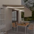 Miniatyrbillede 7 af 7: vidaXL markise m. gardin + LED 6x3 m manuel betjening cremefarvet
