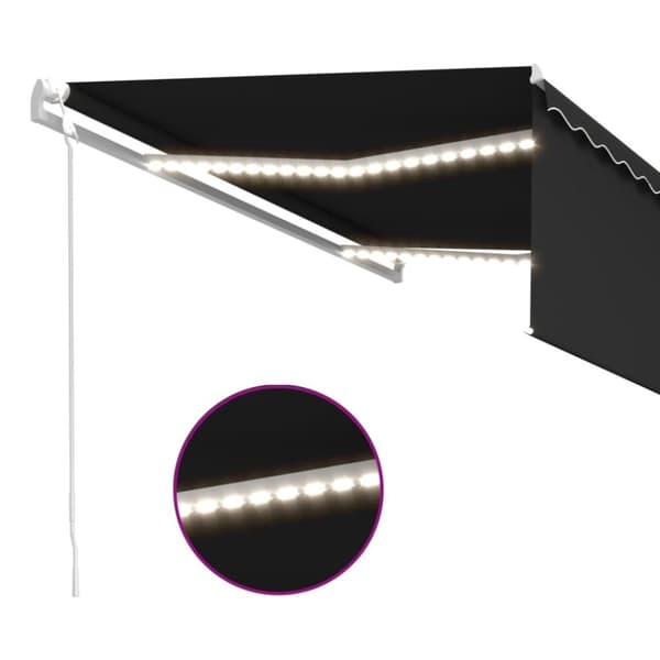 vidaXL Automatisk markis med vindsensor rullgardin LED 4x3 m antracit