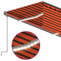 Miniatyrbild 6 av 11: vidaXL Manuell infällbar markis med rullgardin LED 3x2,5m orange/brun