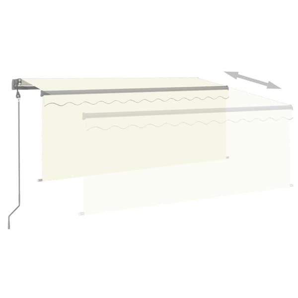 vidaXL Automatisk uttrekkbar markise med rullegardin 3,5x2,5m kremhvit