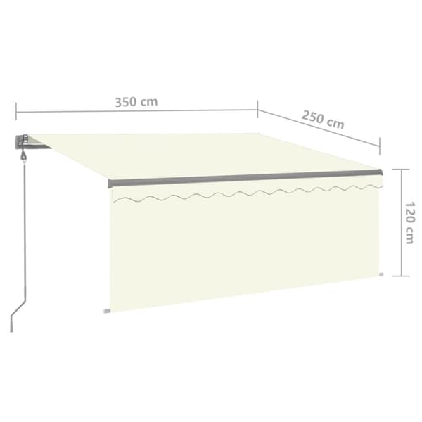 vidaXL Automatisk uttrekkbar markise med rullegardin 3,5x2,5m kremhvit
