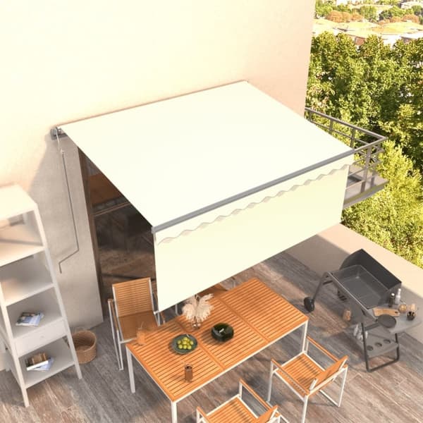 vidaXL Automatisk uttrekkbar markise med rullegardin 3,5x2,5m kremhvit