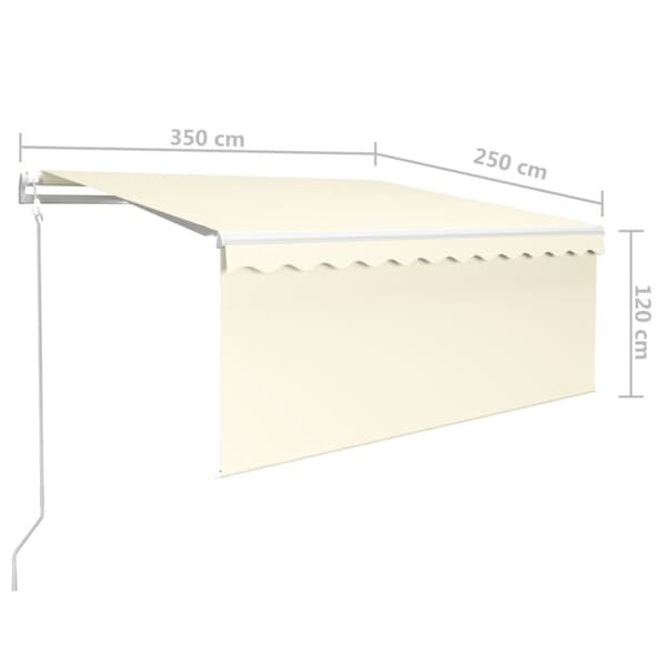 vidaXL markise m. gardin 3,5x2,5 m automatisk betjening cremefarvet