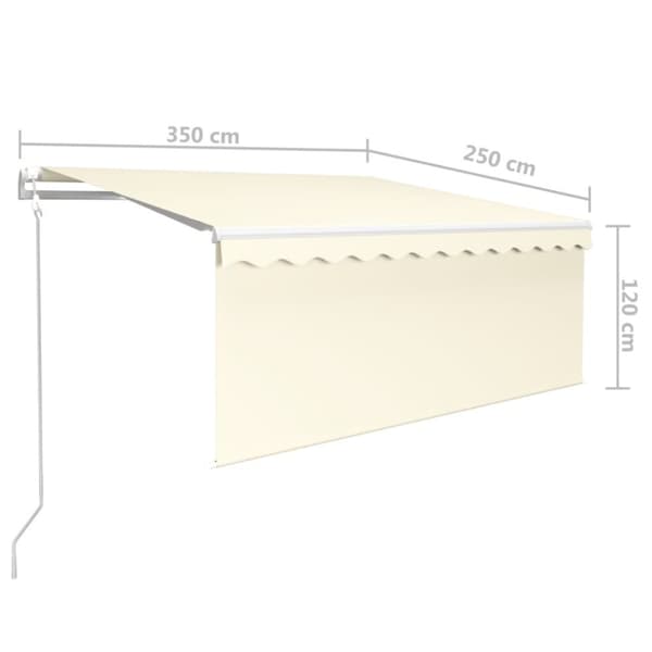 vidaXL markise m. gardin 3,5x2,5 m automatisk betjening cremefarvet