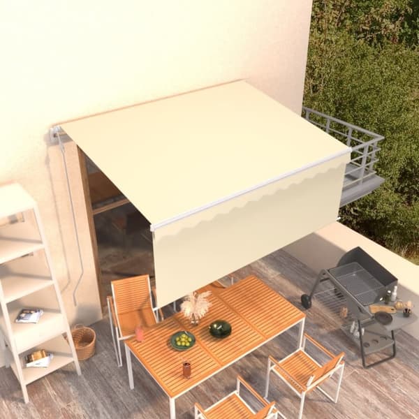 vidaXL markise m. gardin 3,5x2,5 m automatisk betjening cremefarvet