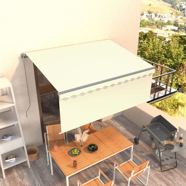 vidaXL foldemarkise m. rullegardin 3,5x2,5 m manuel cremefarvet