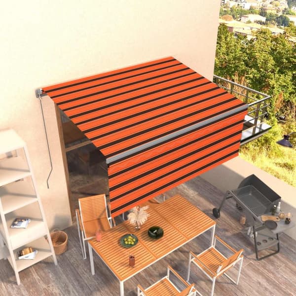 vidaXL foldemarkise m. rullegardin 3,5x2,5m manuel orange/brun