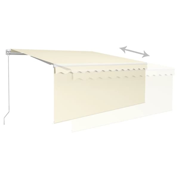 vidaXL Manuell uttrekkbar markise med rullegardin 3,5x2,5 m kremhvit
