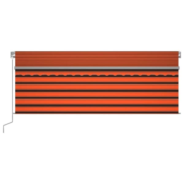 vidaXL Automatisk markis m. vindsensor rullgardin LED 4x3m orange/brun