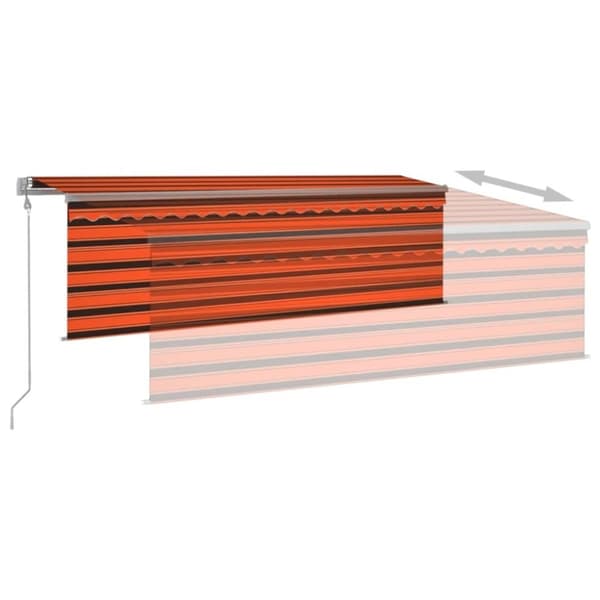 vidaXL Automatisk markis m. vindsensor rullgardin LED 4x3m orange/brun