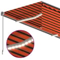 Miniatyrbild 5 av 9: vidaXL Automatisk markis m. vindsensor rullgardin LED 4x3m orange/brun