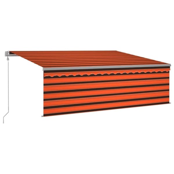 vidaXL Automatisk markis m. vindsensor rullgardin LED 4x3m orange/brun