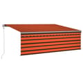Miniatyrbild 2 av 9: vidaXL Automatisk markis m. vindsensor rullgardin LED 4x3m orange/brun