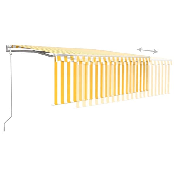 vidaXL Automatisk markise rullegardin vindsensor LED 4x3 m gul og hvit