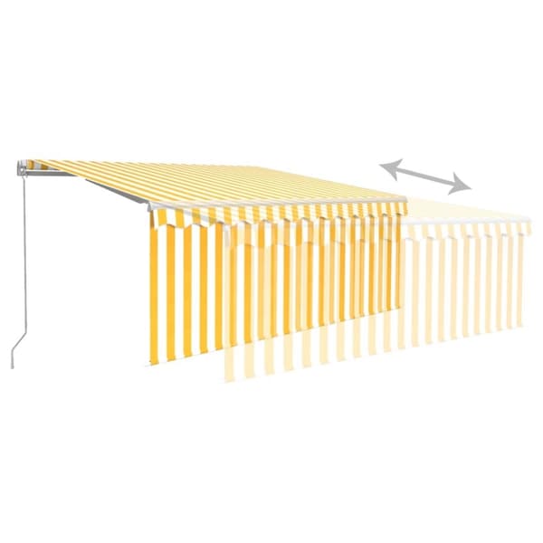 vidaXL Manuell uttrekkbar markise med rullegardin 3,5x2,5 m gul hvit