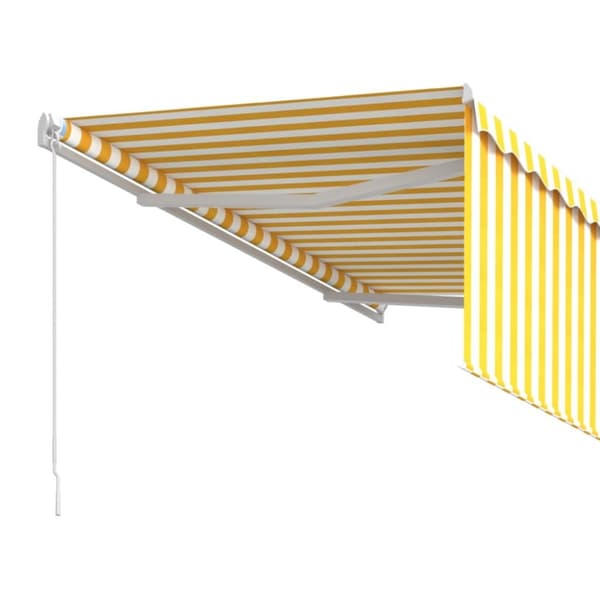 vidaXL Manuell uttrekkbar markise med rullegardin 3,5x2,5 m gul hvit