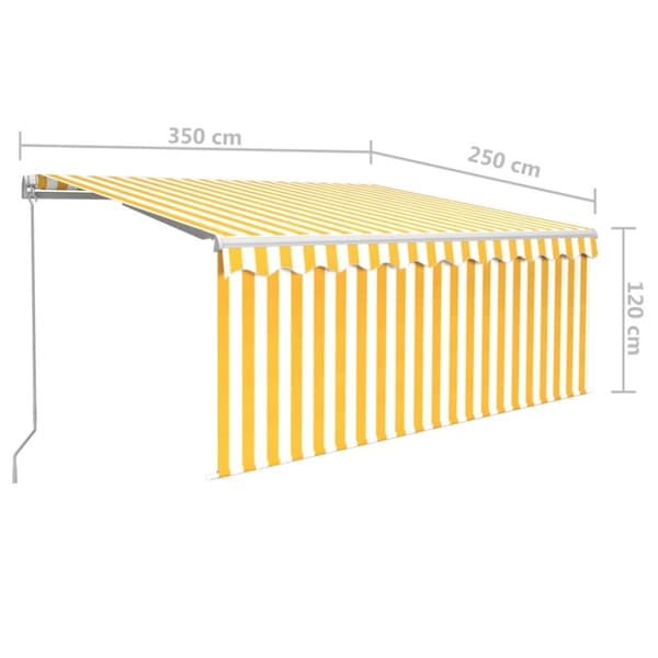 vidaXL Manuell uttrekkbar markise med rullegardin 3,5x2,5 m gul hvit